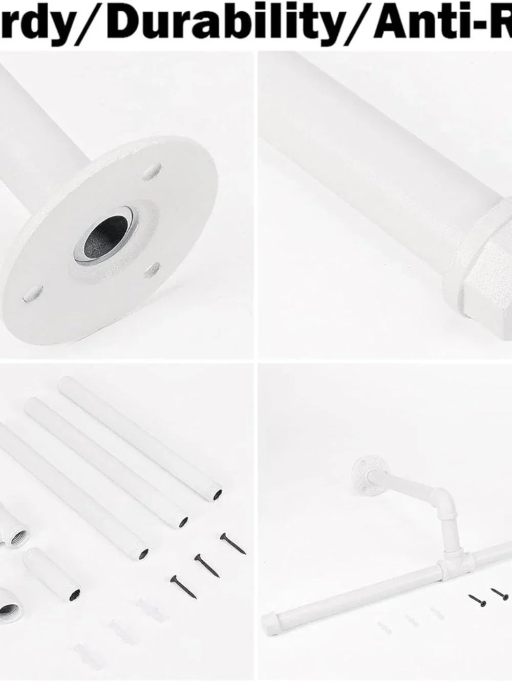 Jeasor Industrial Pipe White Clothes Rack Wall-Mounted